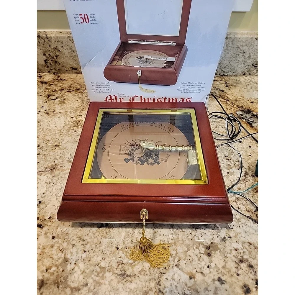 Mr. Christmas Symphonique Music Box 50 Songs Wood & Brass w/ Original Box Tested